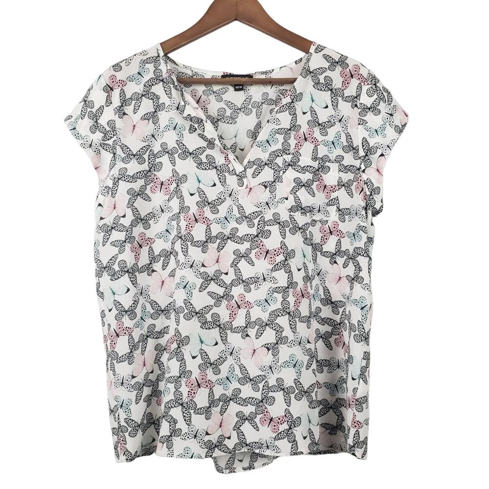 Repeat Butterfly Print Top Tunic Blouse - M